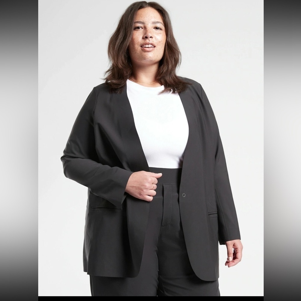 Athleta Avenue Blazer Jacket Black Women’s Euroluxe #982816 Academia Size 16